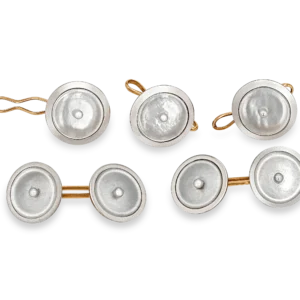 Gold and Mother of Pearl Cufflink and Shirt Stud Set