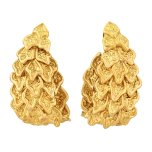 18K Gold Stylized Leaf Earrings