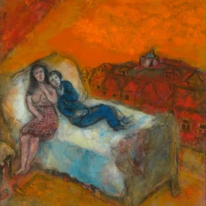 Couple sur le lit by Marc Chagall